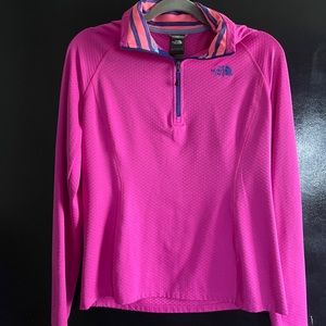Hot pink north face sweatshirt